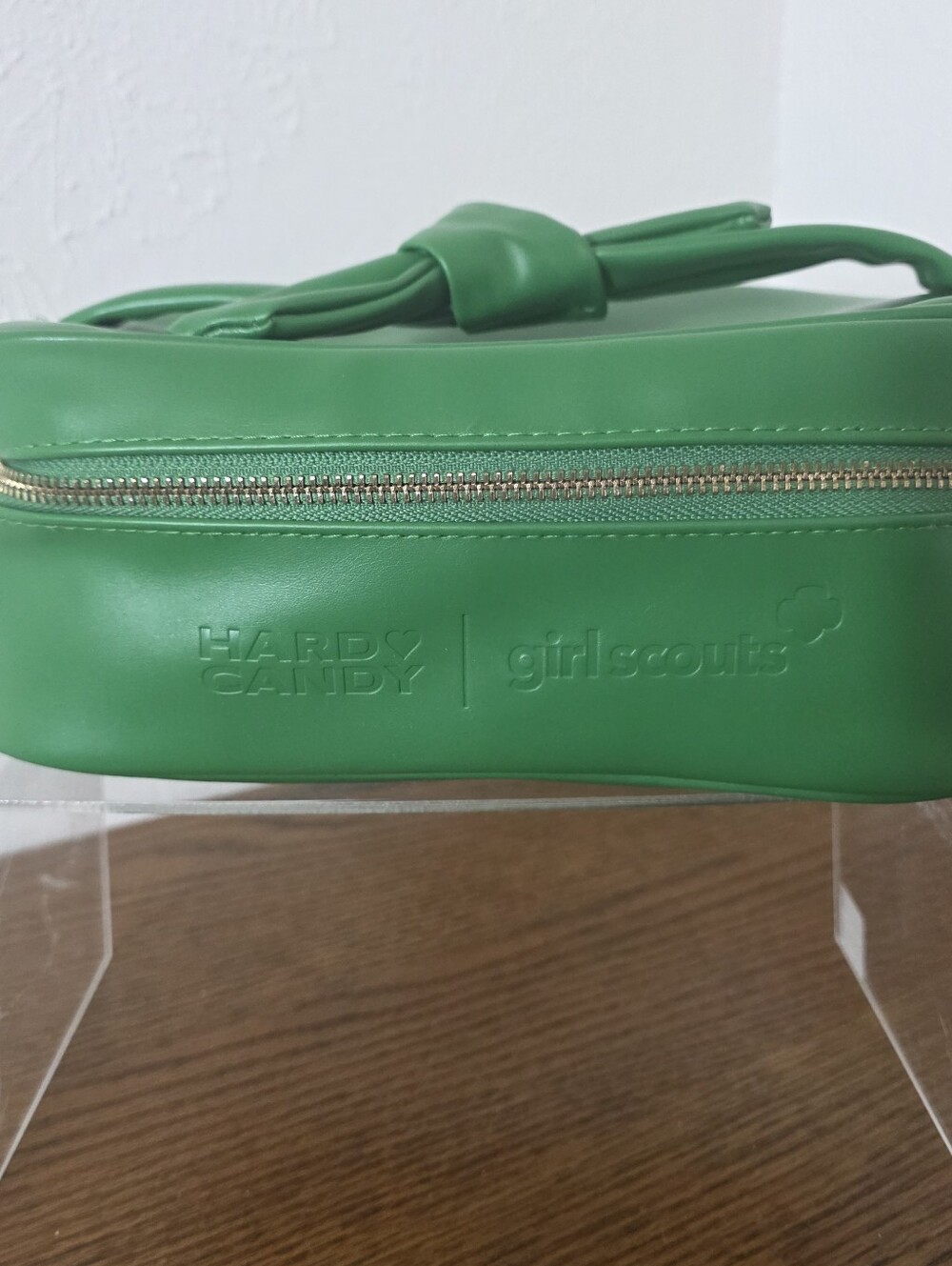 Hard Candy x Girl Scouts Mint Condition Green Faux Leather Zipper Makeup Bag 10"